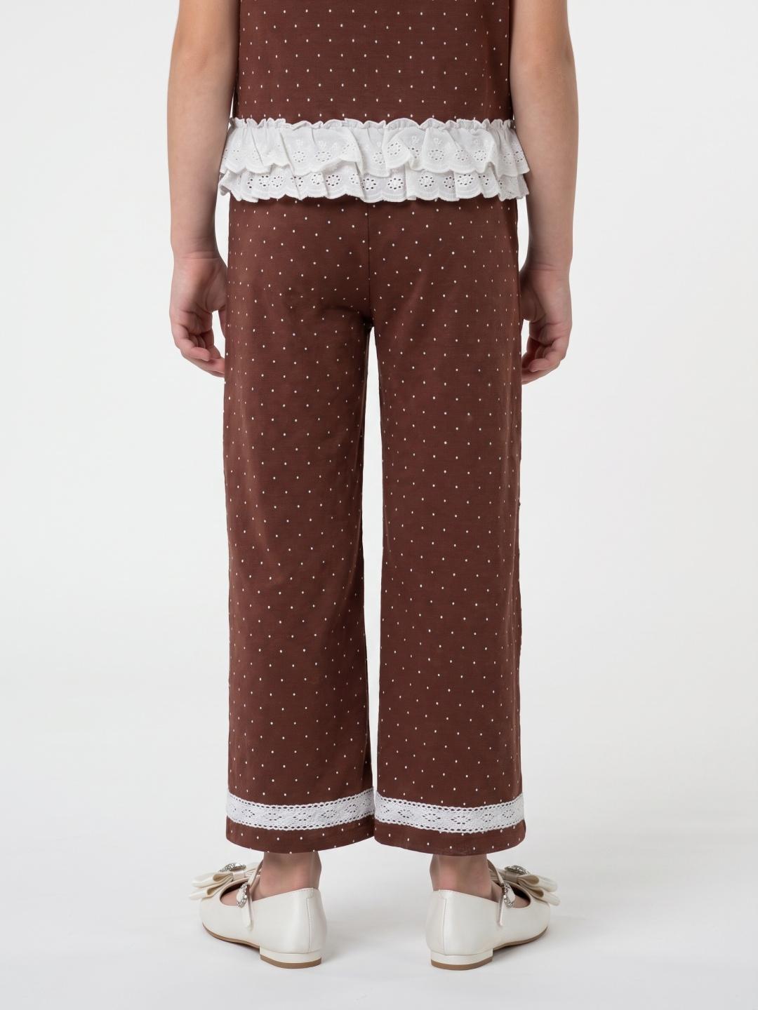 Blue Giraffe Girls Brown Regular Fit Printed Trouser