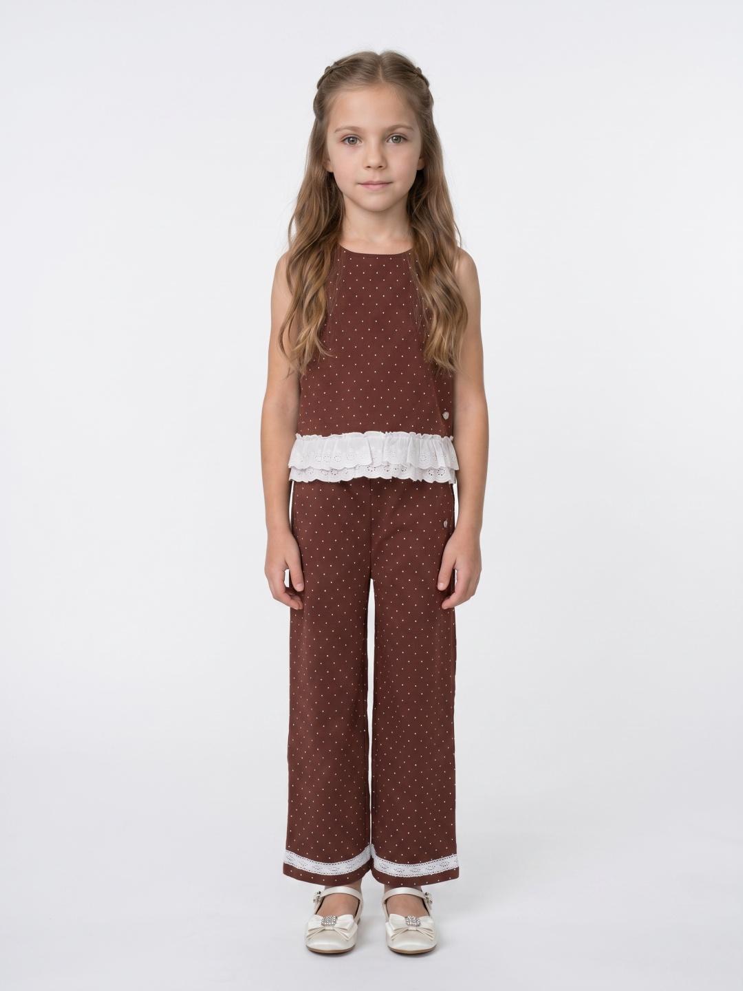 Blue Giraffe Girls Brown Regular Fit Printed Trouser