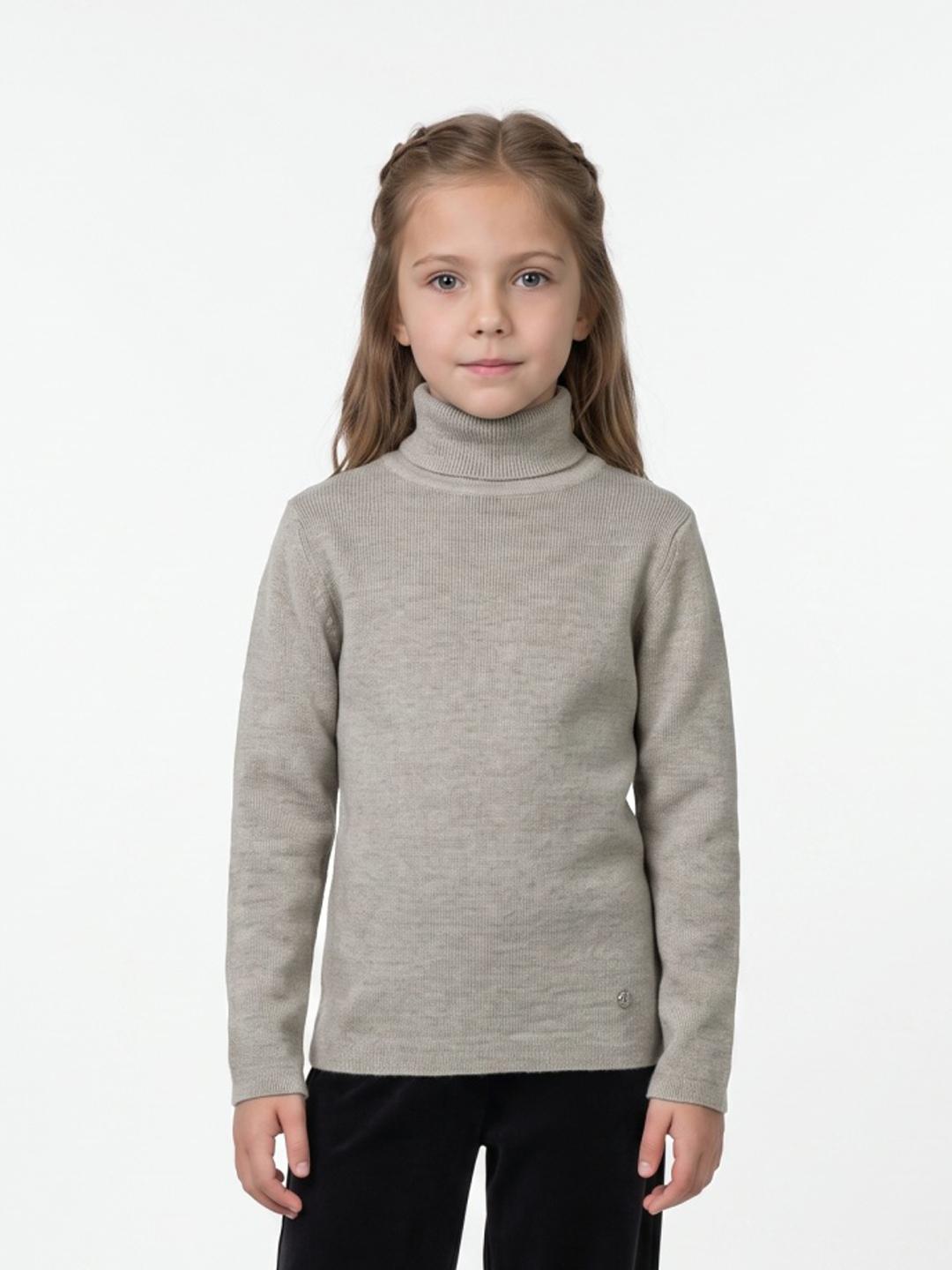 Blue Giraffe Girls Beige Solid Regular Fit Sweater