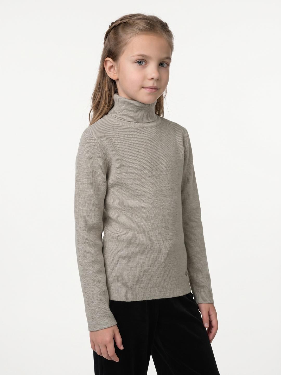 Blue Giraffe Girls Beige Solid Regular Fit Sweater