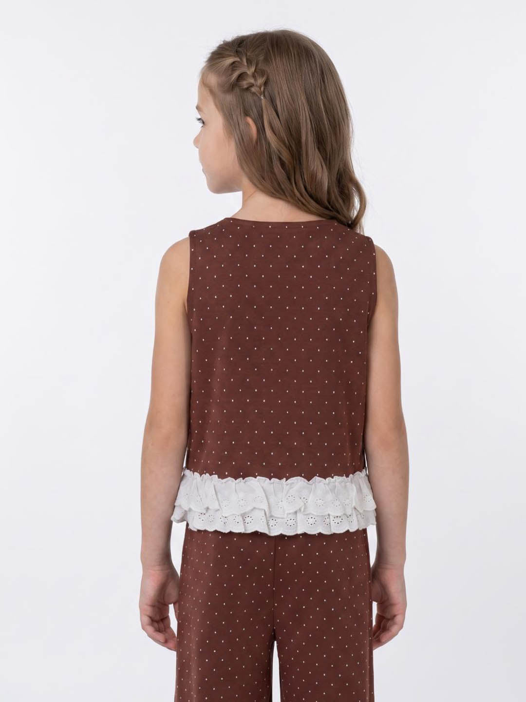 Blue Giraffe Girls Brown Regular Fit Printed Top