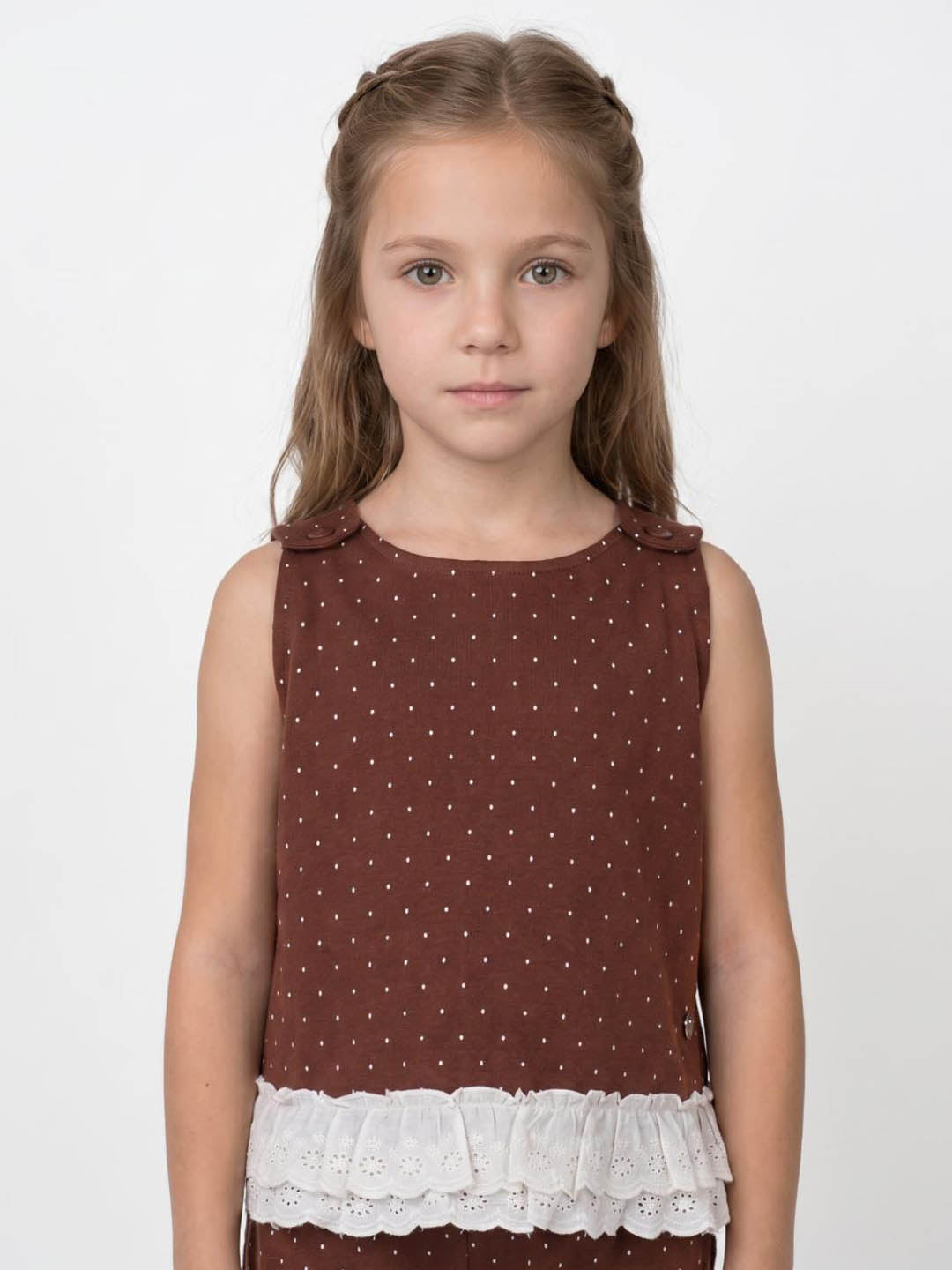 Blue Giraffe Girls Brown Regular Fit Printed Top