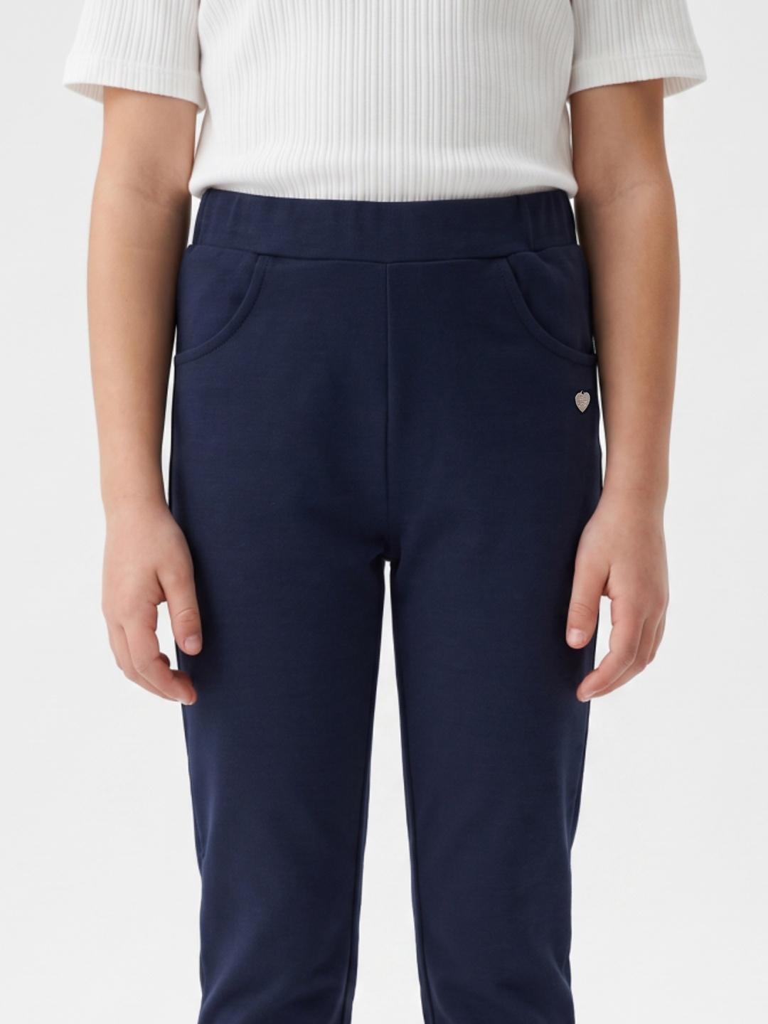 Blue Giraffe Girls Blue Regular Fit Stretchable Solid Jeggings