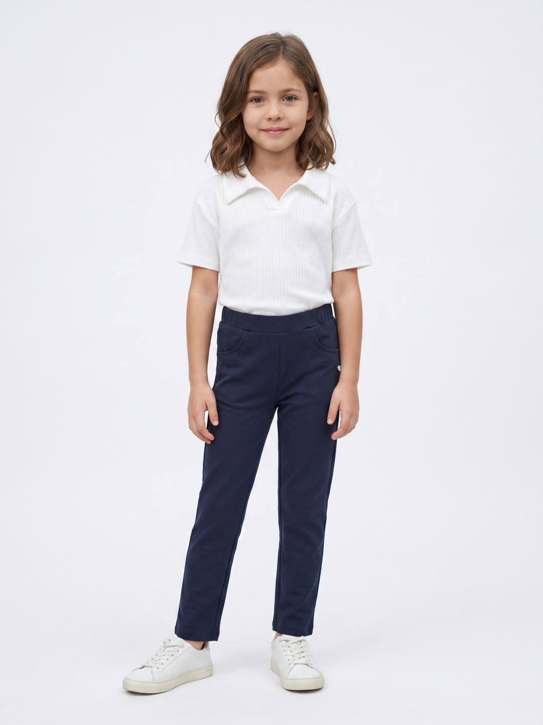 Blue Giraffe Girls Blue Regular Fit Stretchable Solid Jeggings