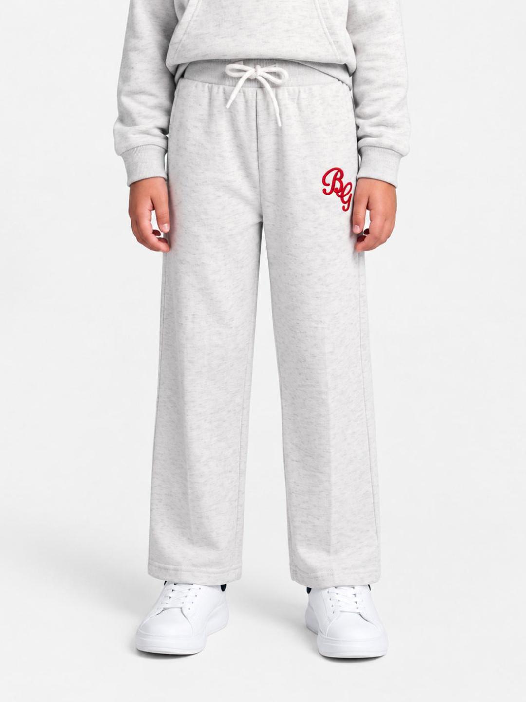Blue Giraffe Girls Off White Solid Regular Fit Trouser