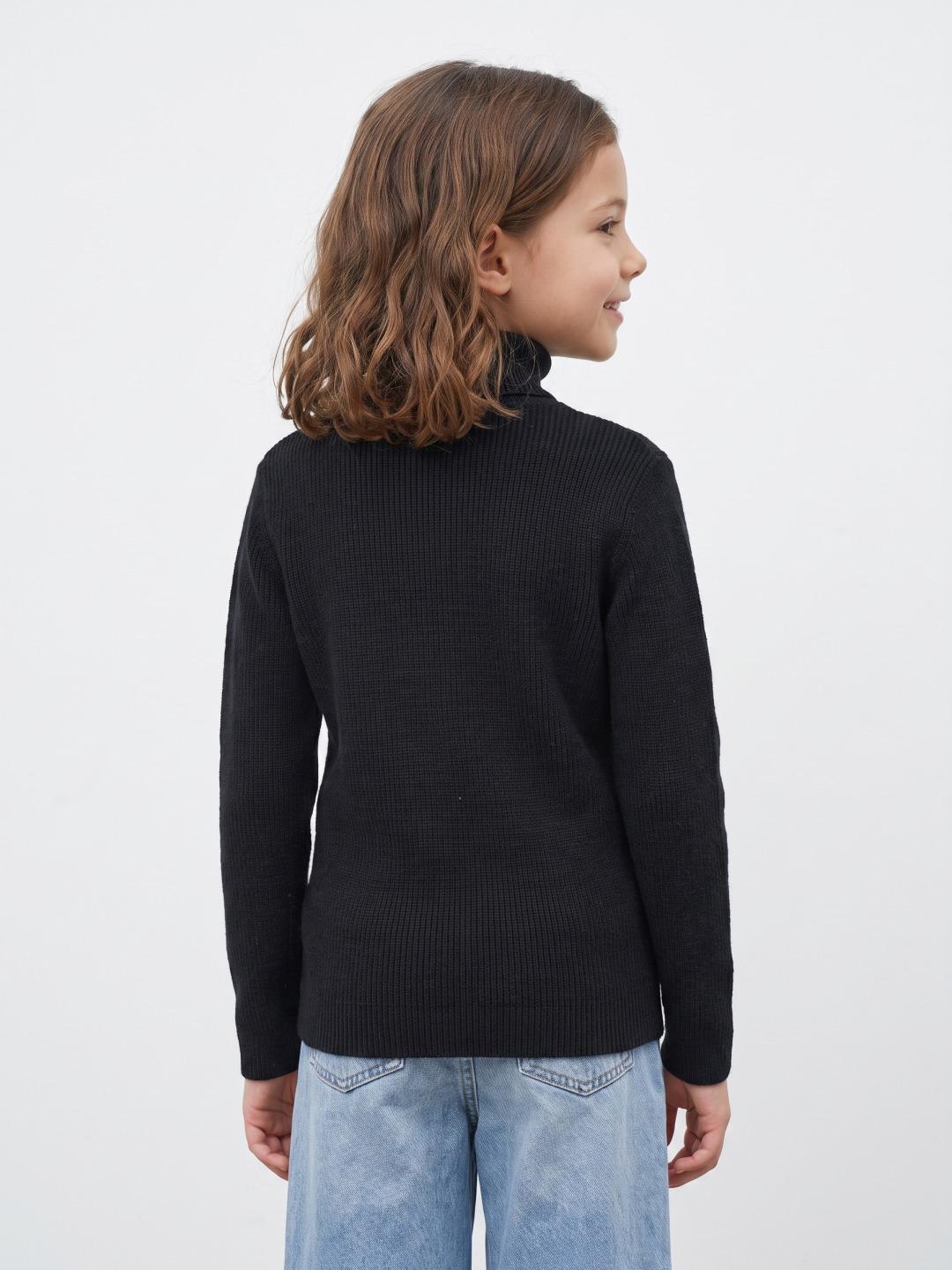Blue Giraffe Girls Black Solid Regular Fit Sweater