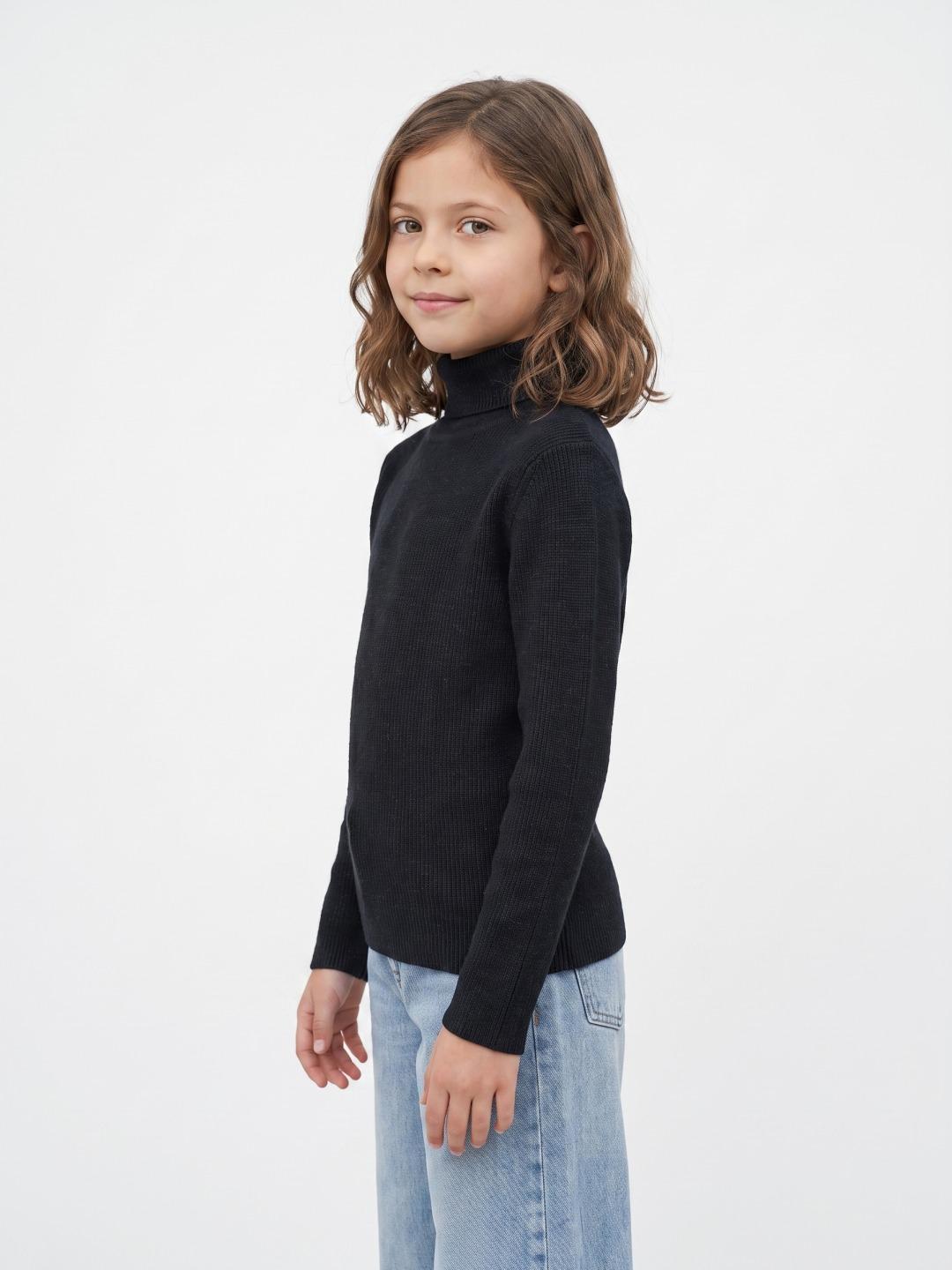 Blue Giraffe Girls Black Solid Regular Fit Sweater