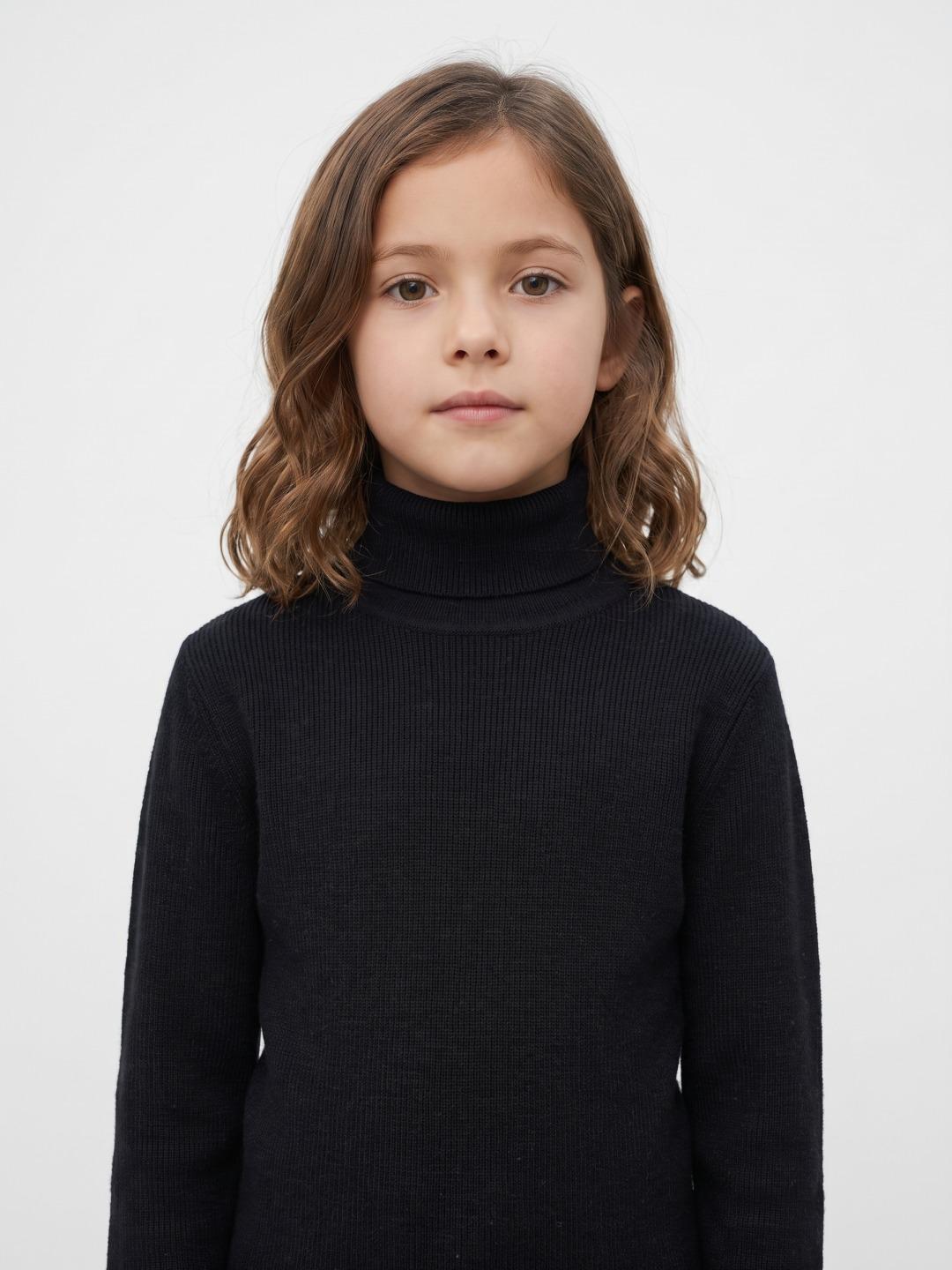 Blue Giraffe Girls Black Solid Regular Fit Sweater