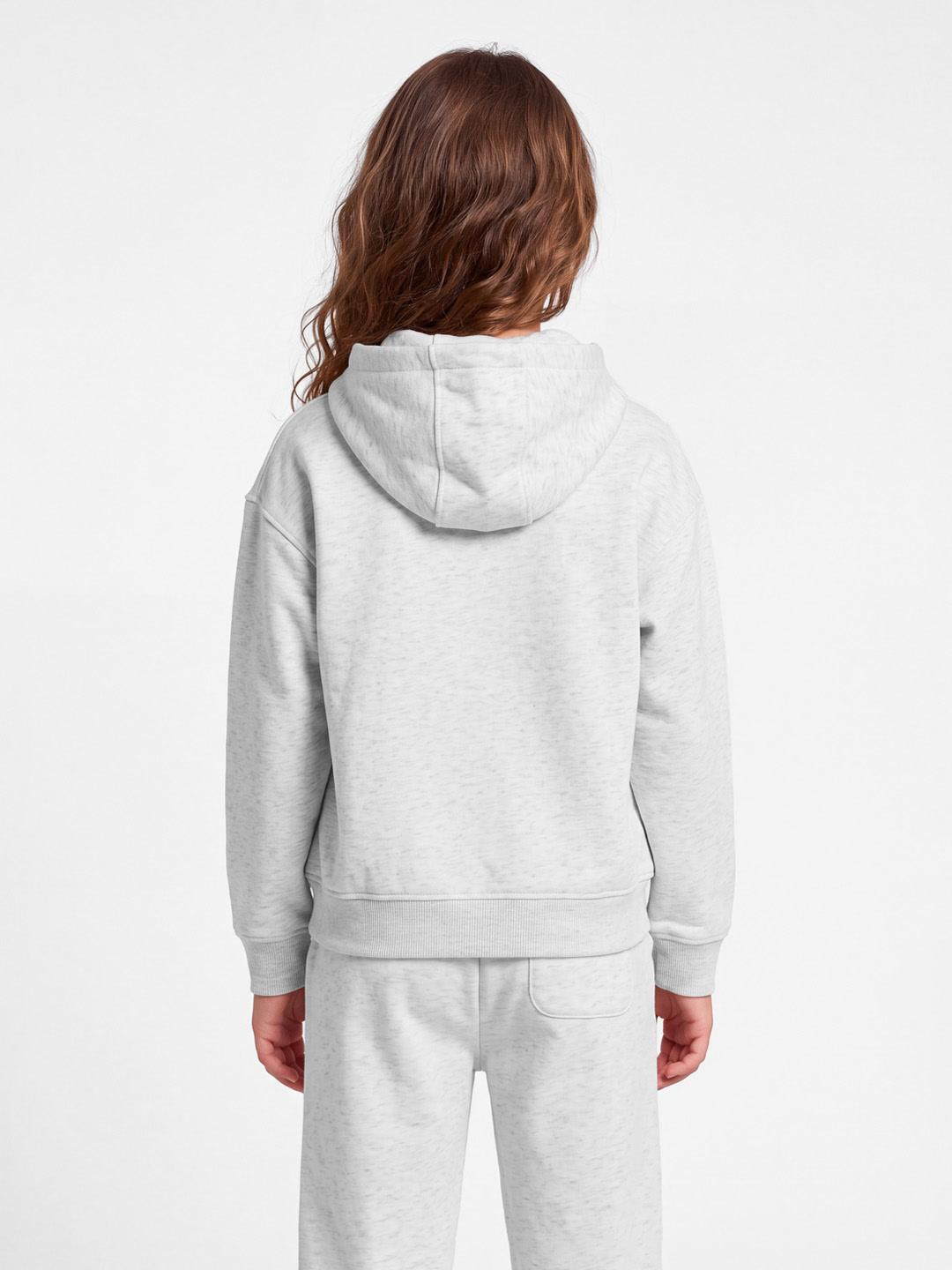 Blue Giraffe Girls White Graphic Regular Fit Hoodie