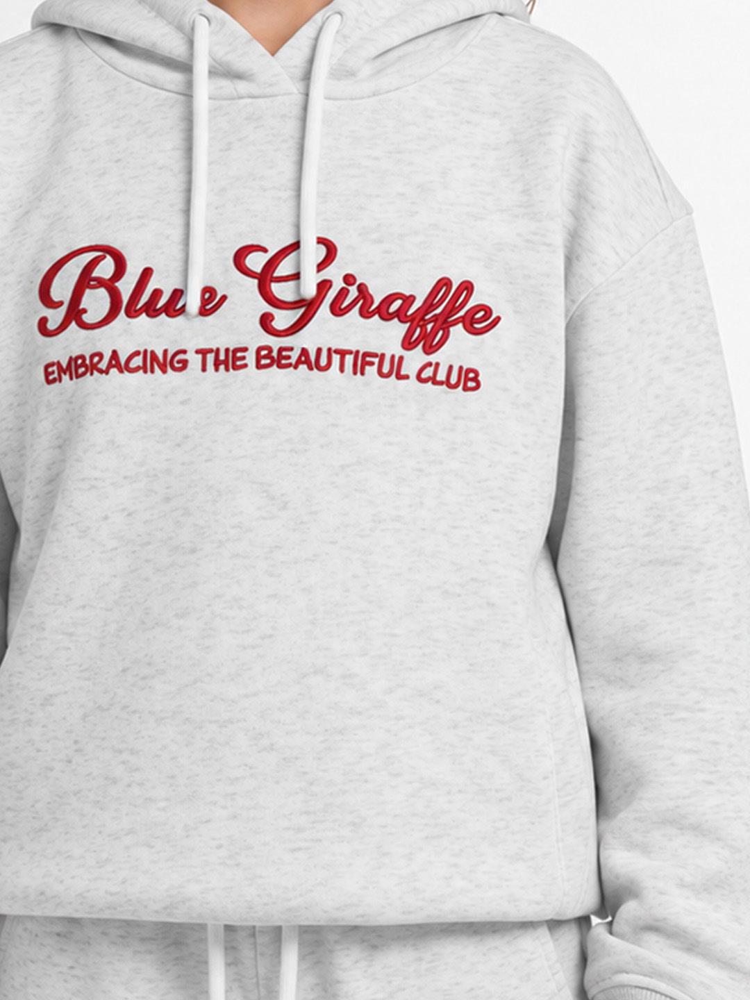 Blue Giraffe Girls White Graphic Regular Fit Hoodie