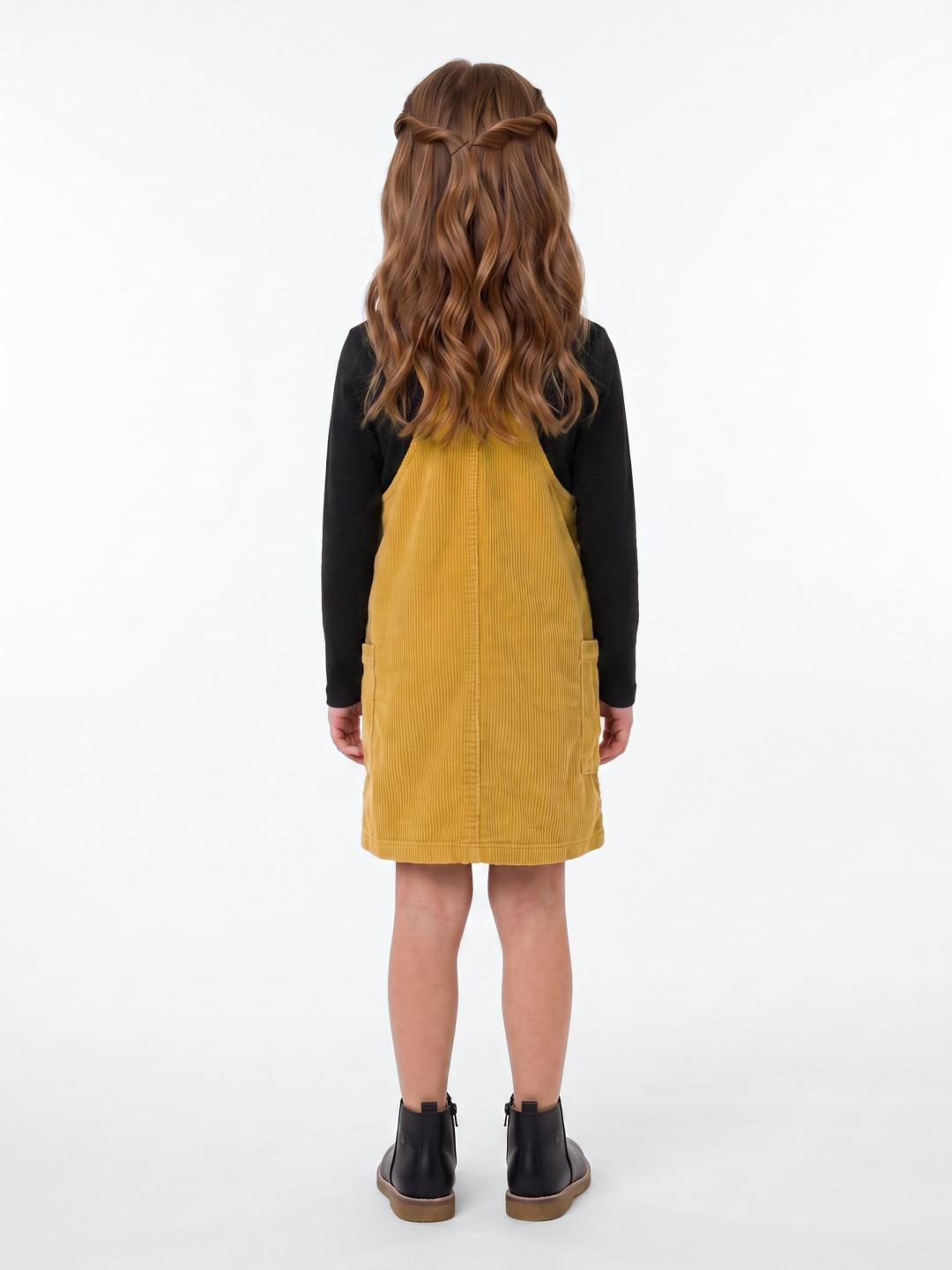 Blue Giraffe Girls Yellow Floral Regular Fit Cotton Dress
