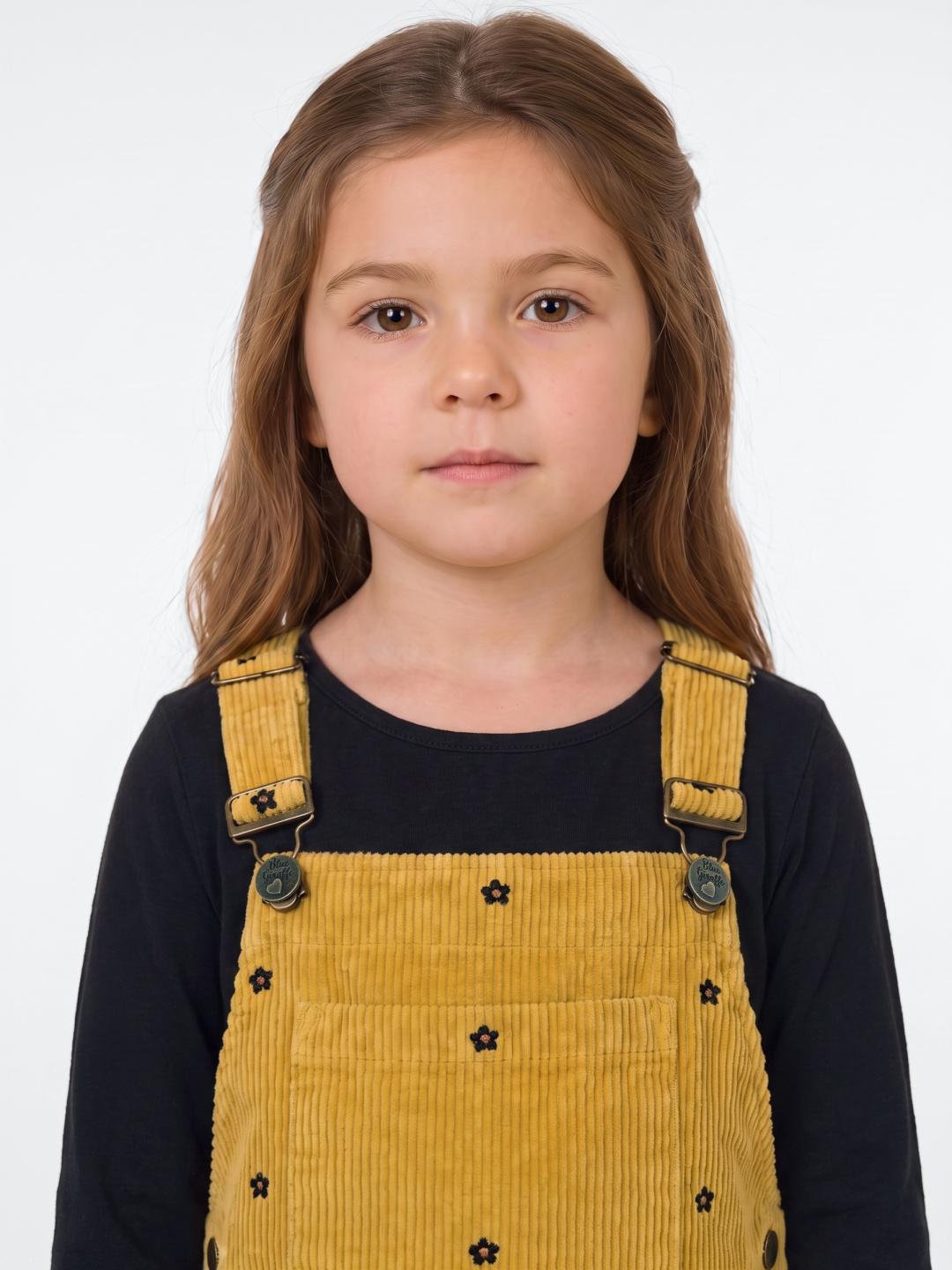 Blue Giraffe Girls Yellow Floral Regular Fit Cotton Dress
