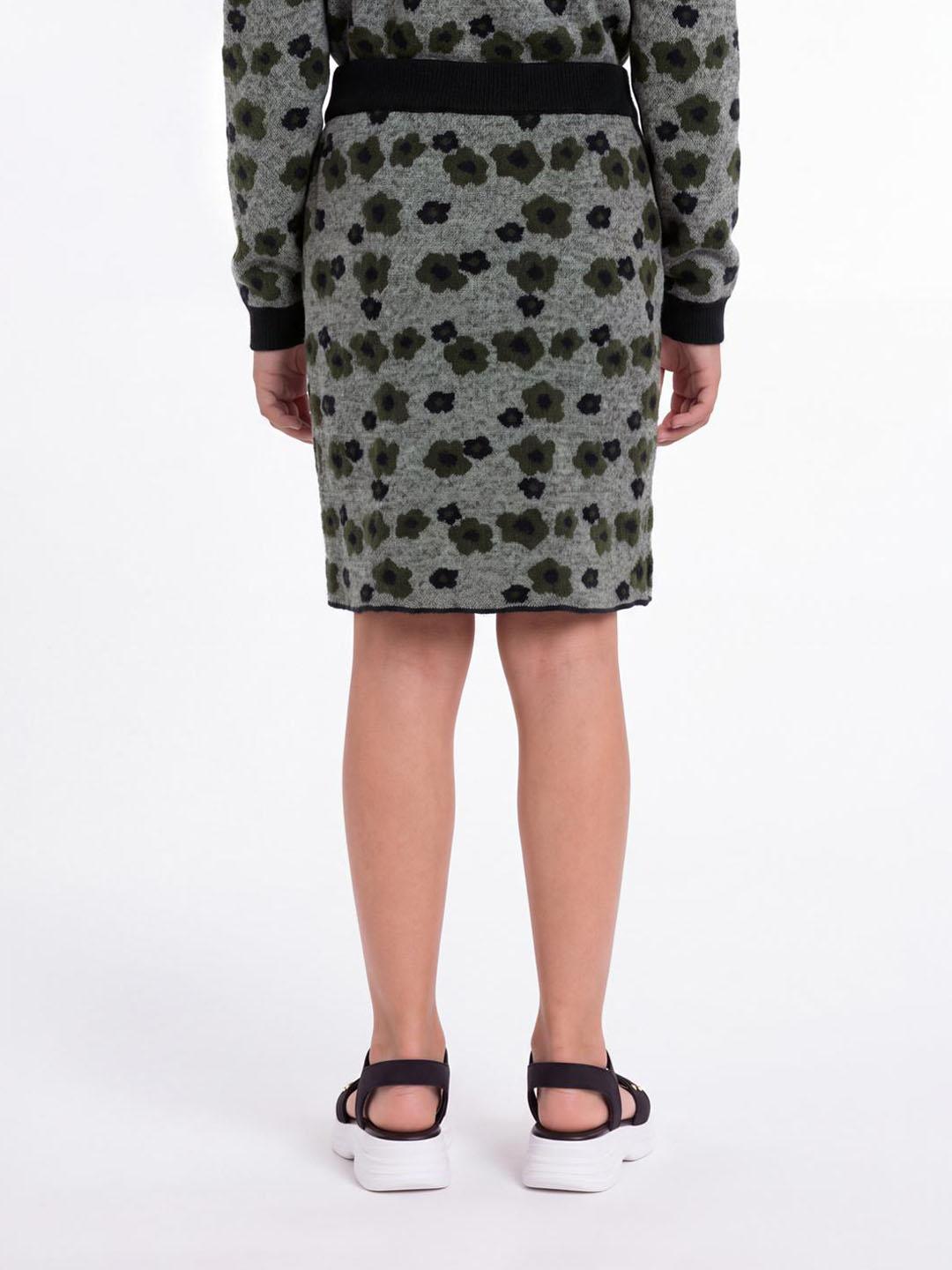Blue Giraffe Girls Green Jacquard Regular Fit Skirt