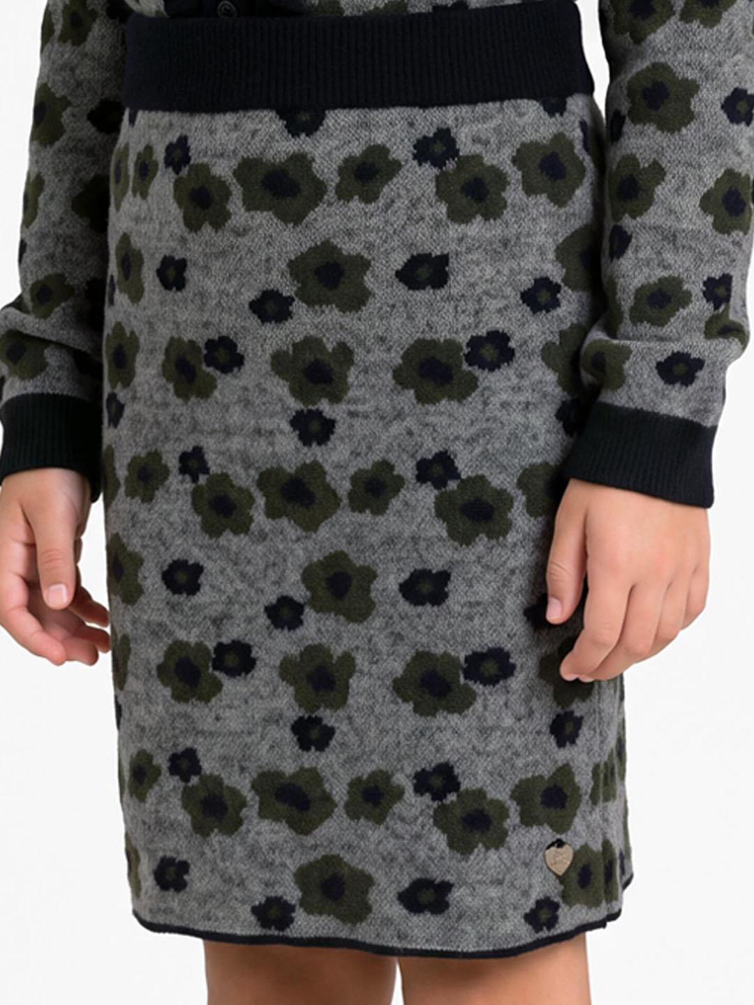 Blue Giraffe Girls Green Jacquard Regular Fit Skirt