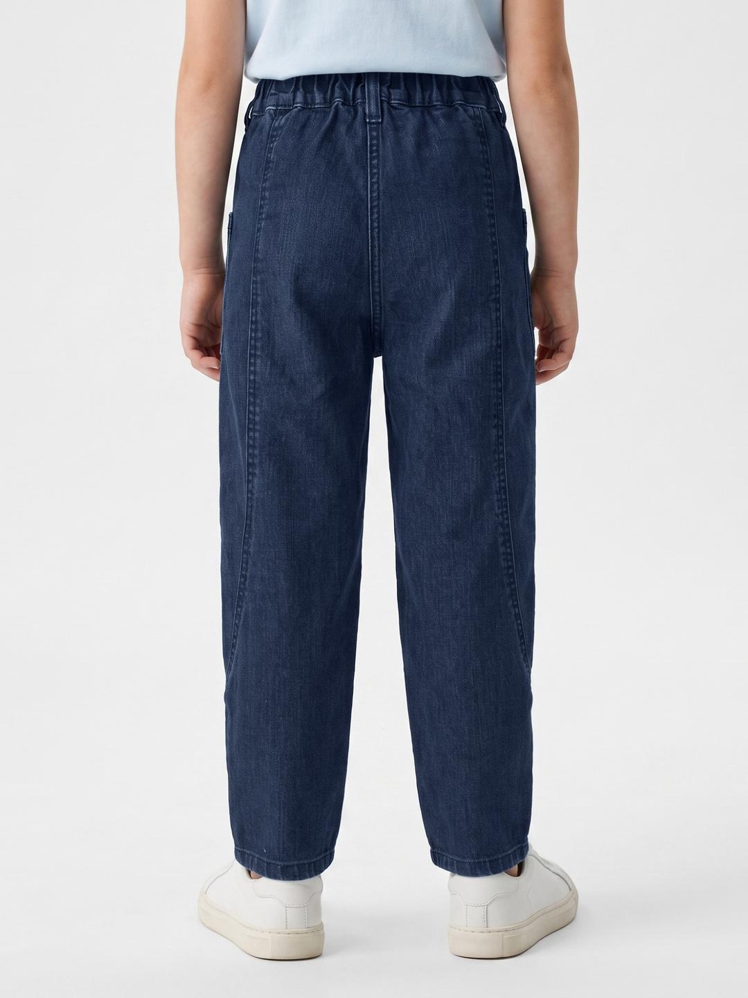 Blue Giraffe Girls Blue Balloon Fit Solid Jeans