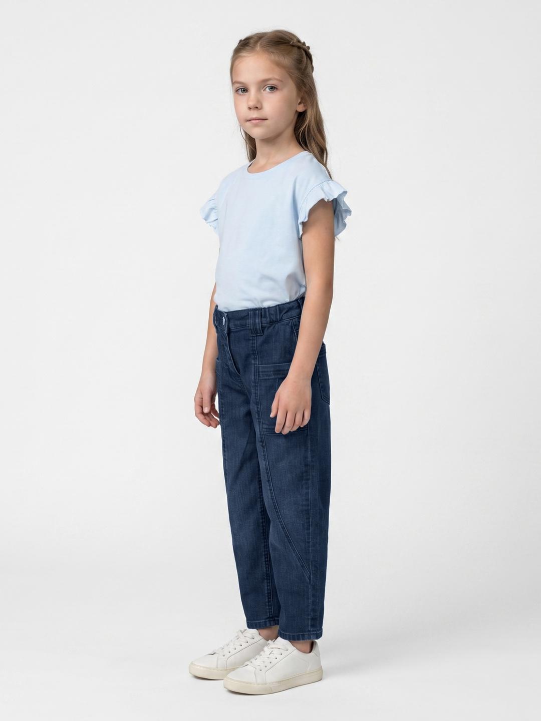 Blue Giraffe Girls Blue Balloon Fit Solid Jeans