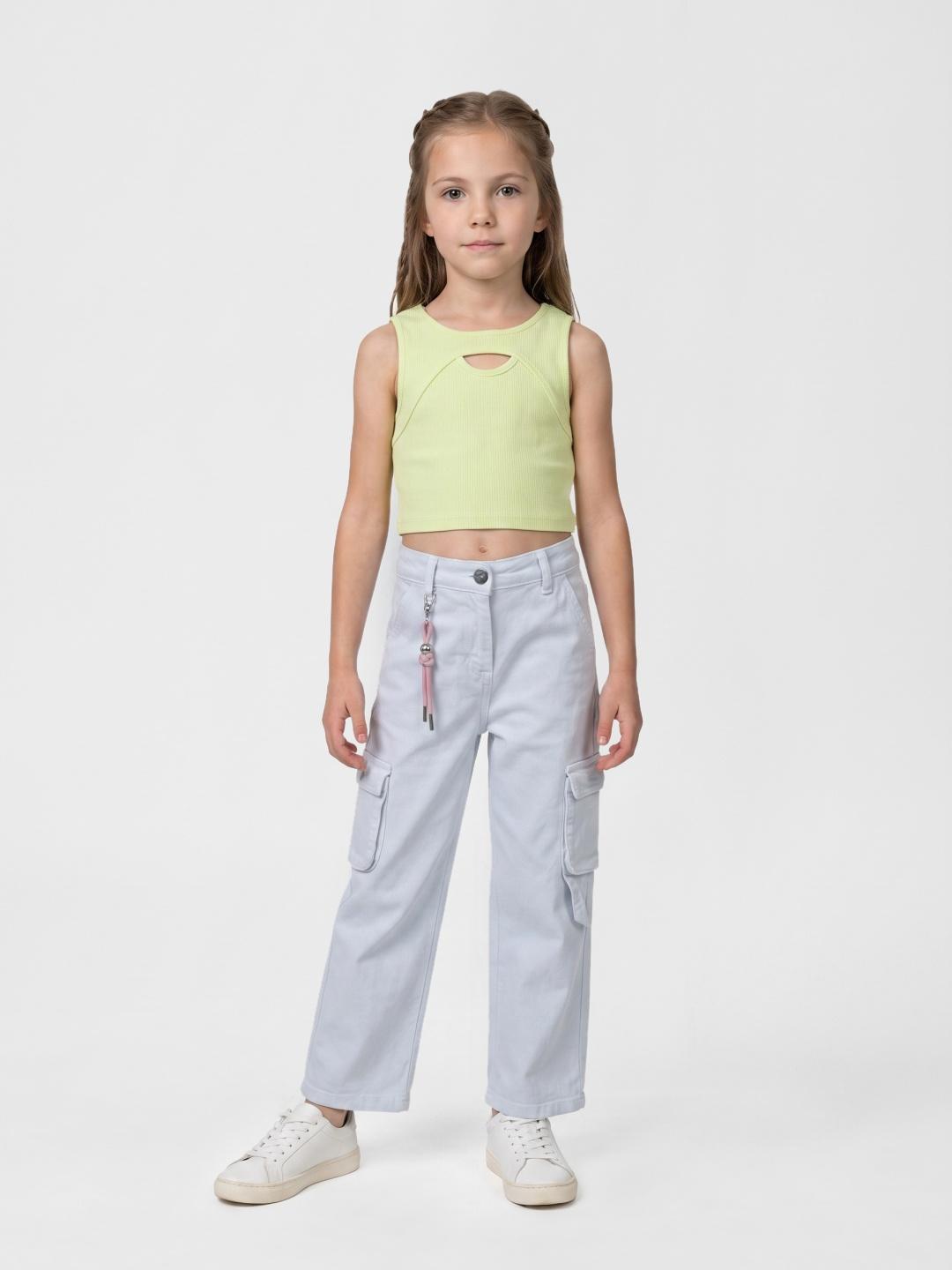 Blue Giraffe Girls Light Blue Straight Cargo Fit Jeans