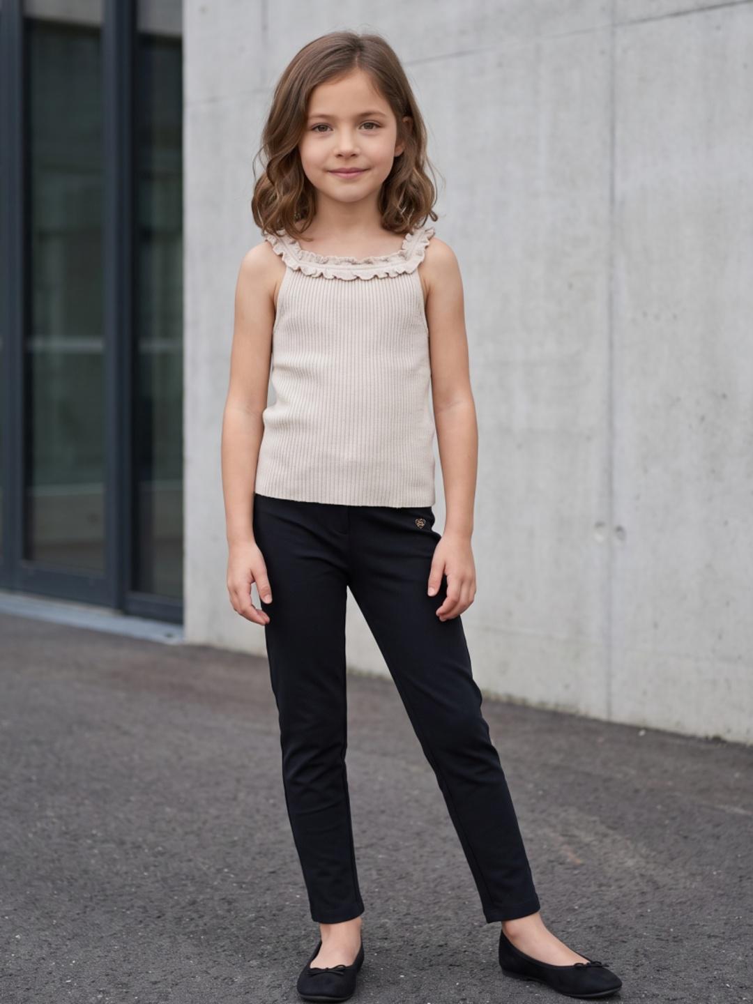 Blue Giraffe Girls Black Regular Fit Solid Jegging