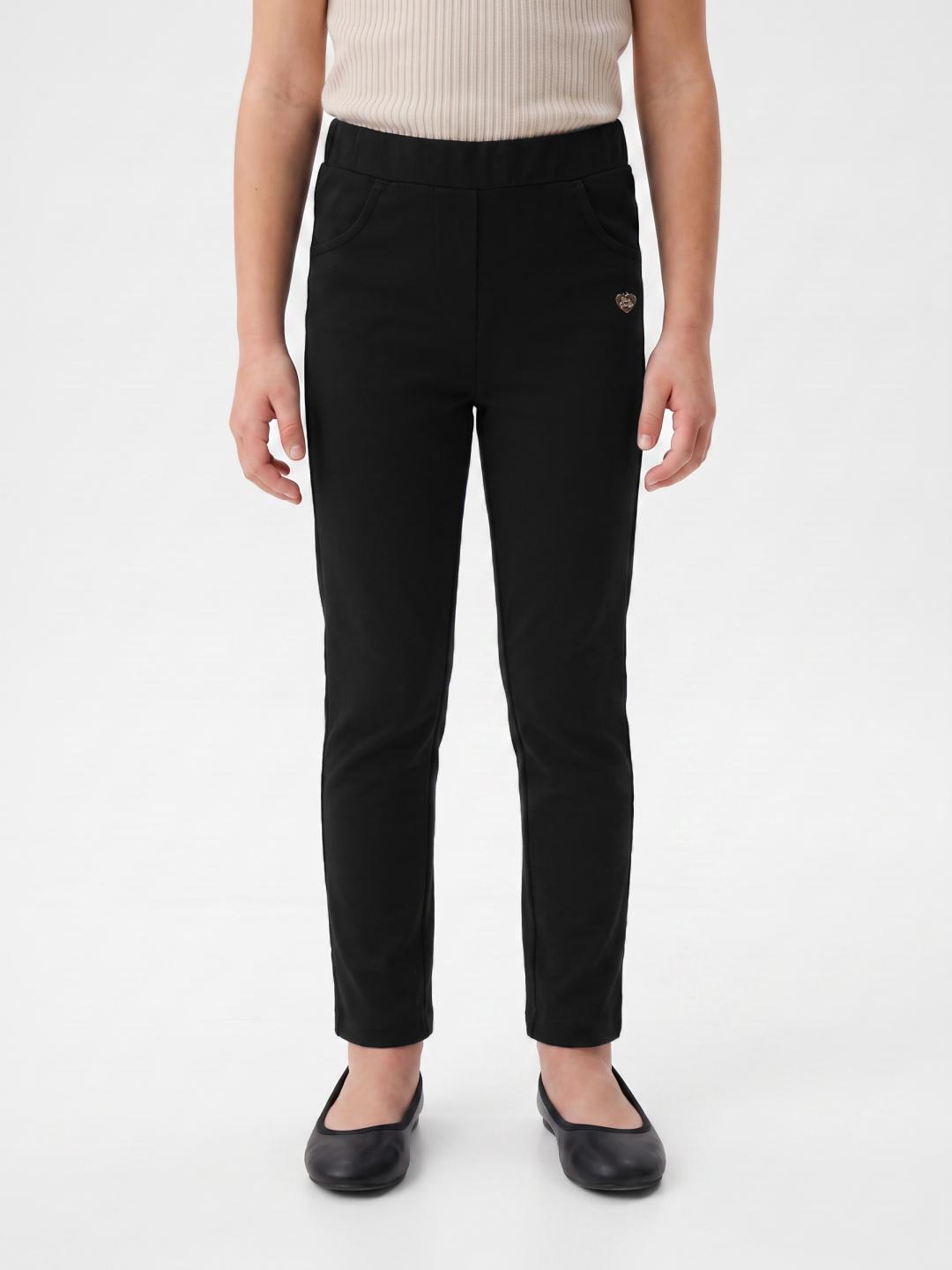 Blue Giraffe Girls Black Regular Fit Solid Jegging