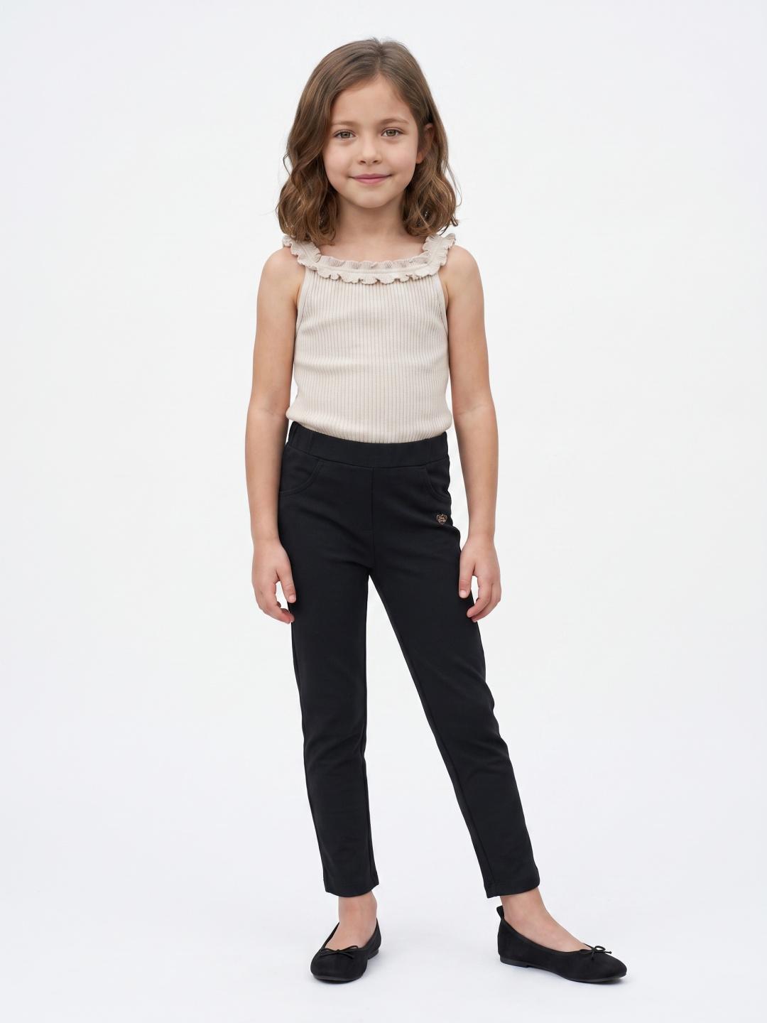 Blue Giraffe Girls Black Regular Fit Solid Jegging