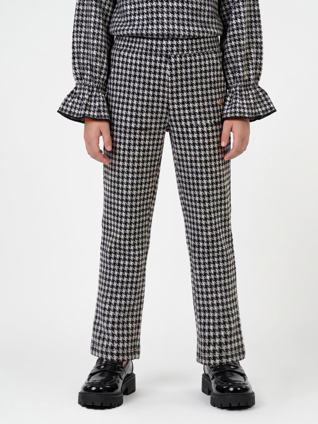 Blue Giraffe Girls Black Regular Fit Houndstooth Sweatpant
