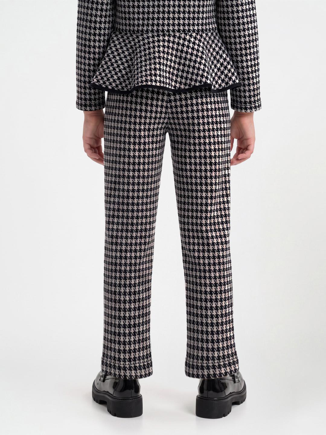 Blue Giraffe Girls Black Regular Fit Houndstooth Sweatpant