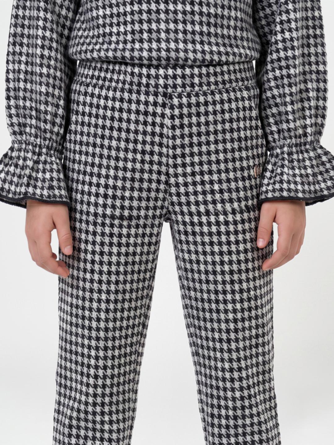 Blue Giraffe Girls Black Regular Fit Houndstooth Sweatpant