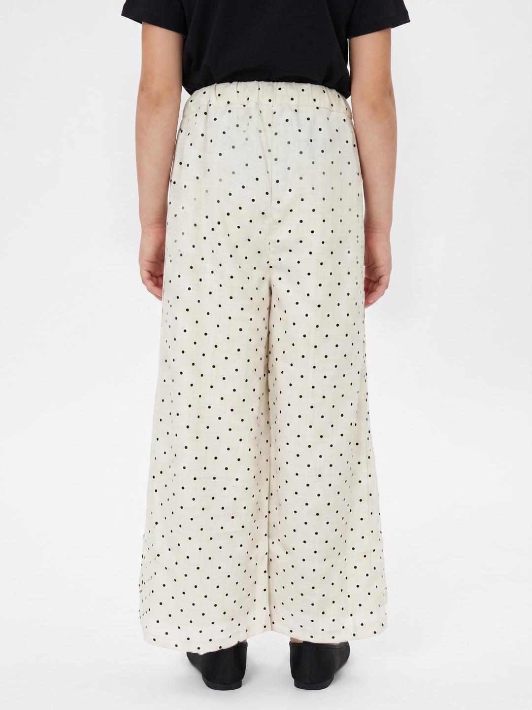 Blue Giraffe Girls Cream Regular Fit Printed Trouser