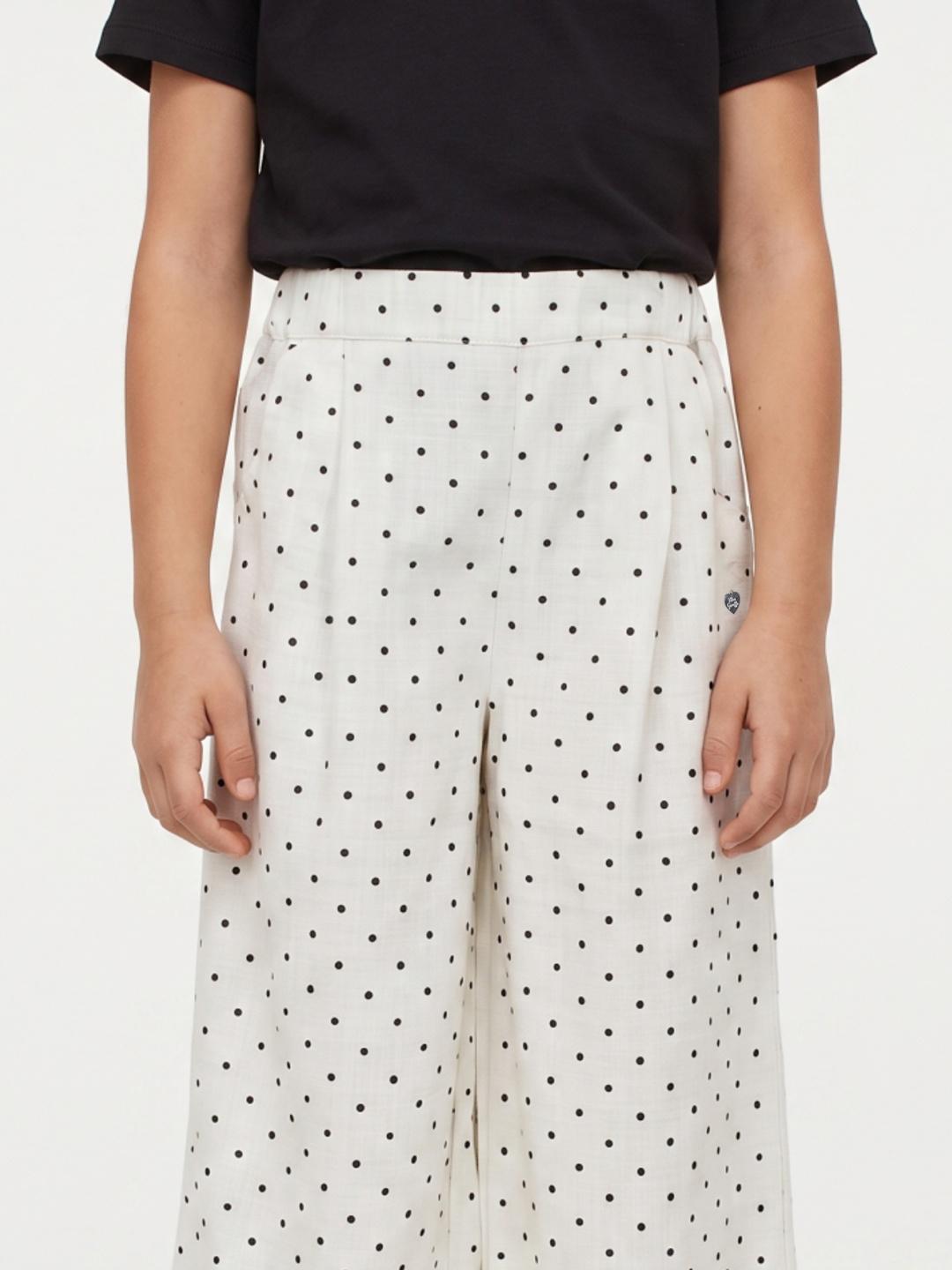 Blue Giraffe Girls Cream Regular Fit Printed Trouser