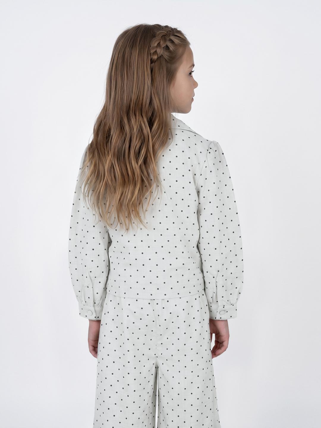 Blue Giraffe Girls Cream Regular Fit Printed Top