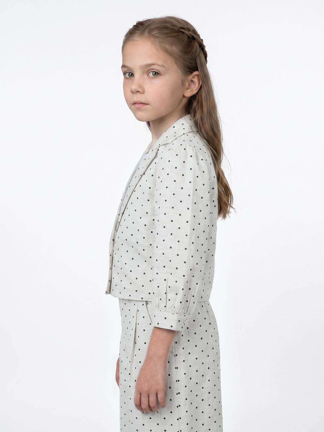 Blue Giraffe Girls Cream Regular Fit Printed Top