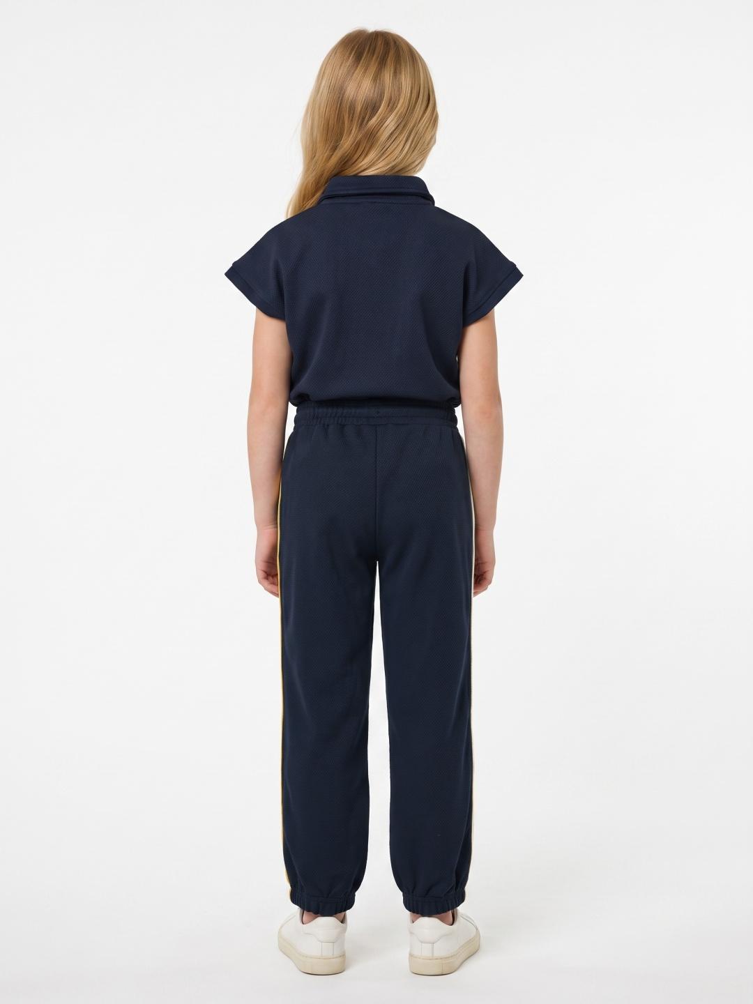 Blue Giraffe Girls Navy Blue Solid Cotton Jogger
