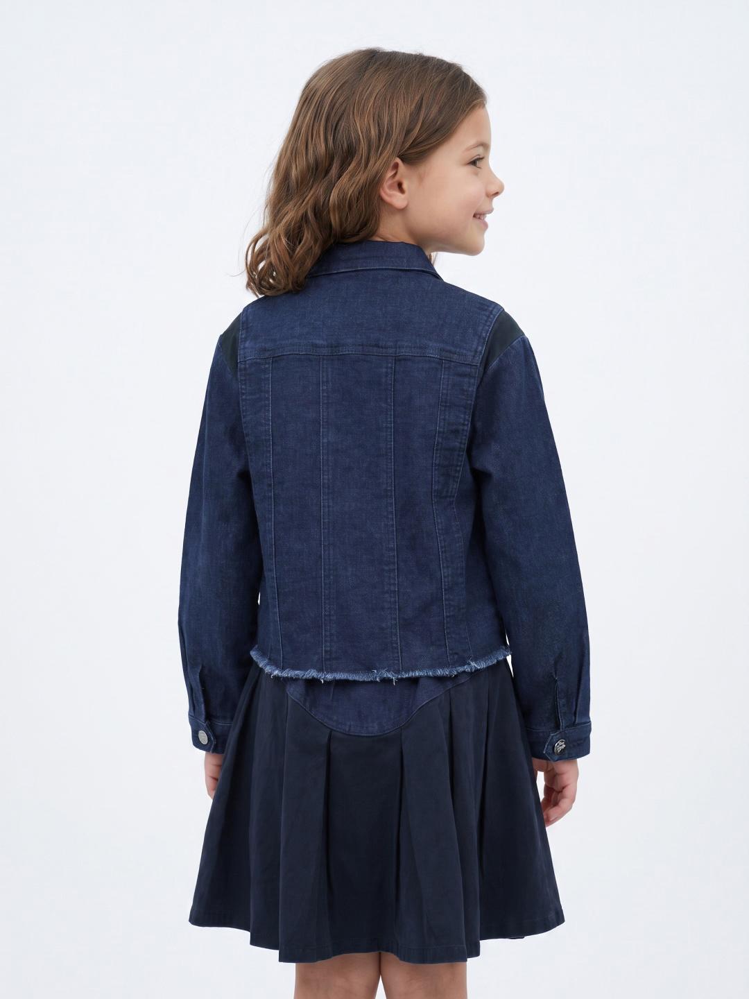 Blue Giraffe Girls Blue Regular Fit Solid Jacket