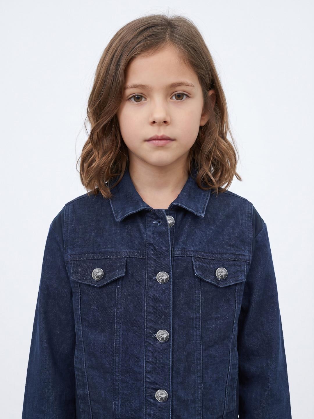 Blue Giraffe Girls Blue Regular Fit Solid Jacket