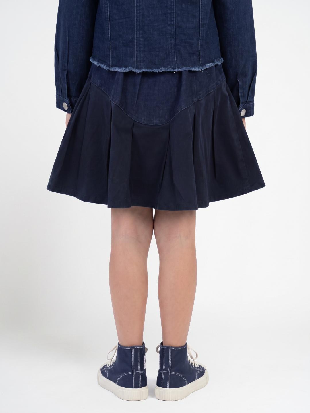 Blue Giraffe Girls Blue Regular Fit Box Pleated Solid Skirt