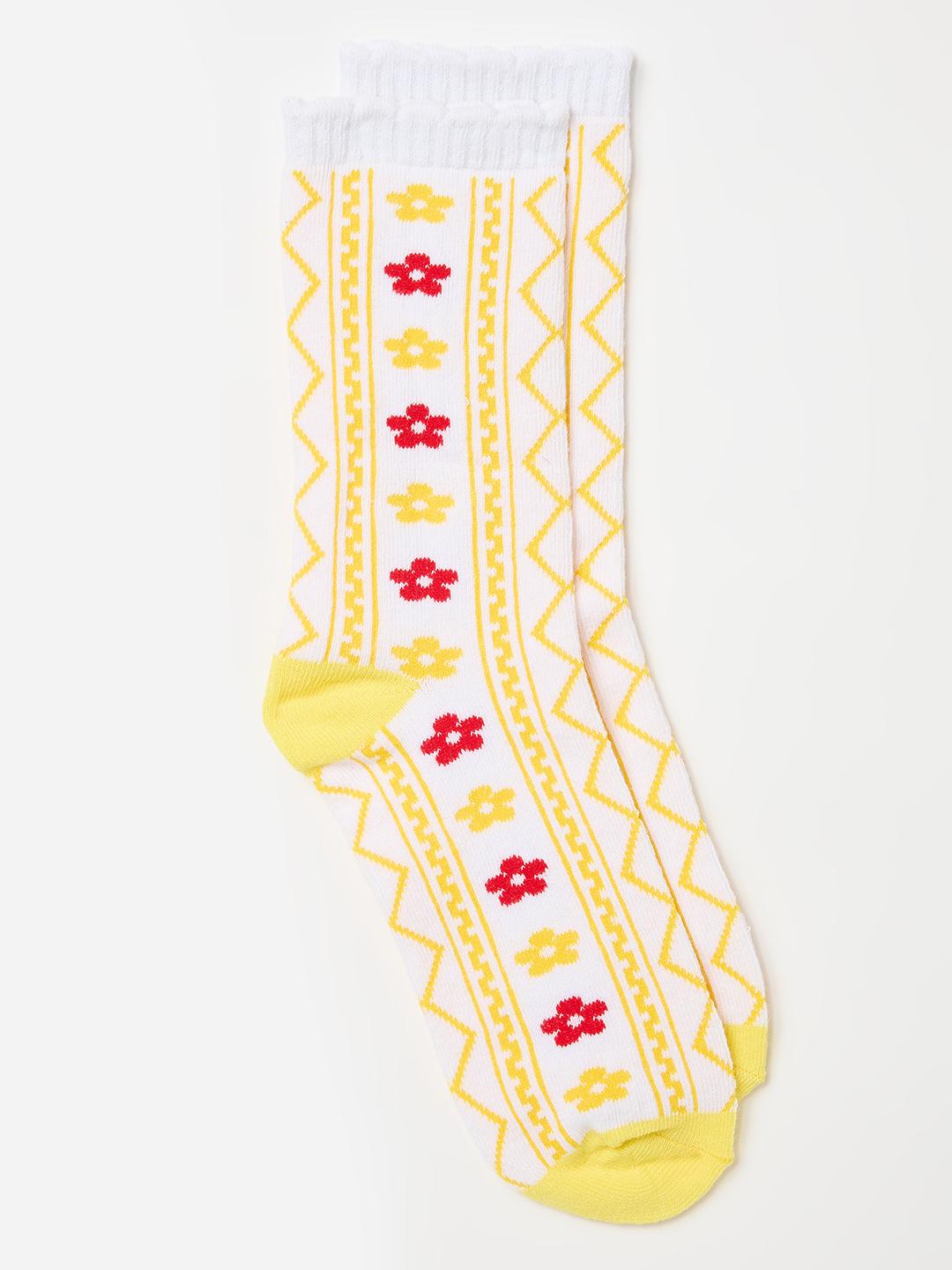 Blue Giraffe Girls Multicolour Geometric Socks - Pack of 2