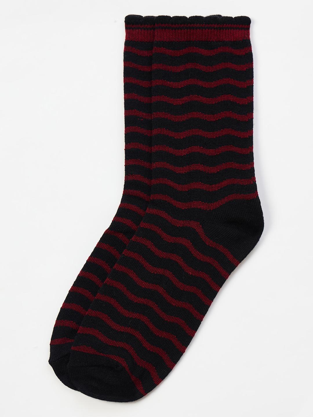 Blue Giraffe Girls Black Striped Socks