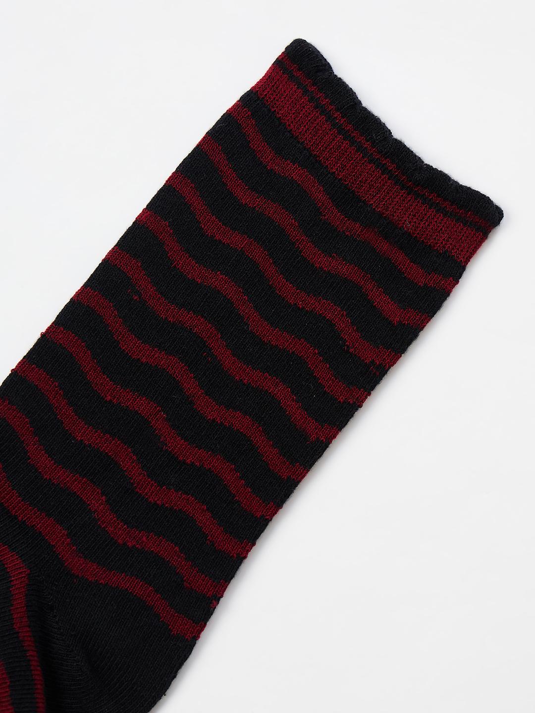 Blue Giraffe Girls Black Striped Socks