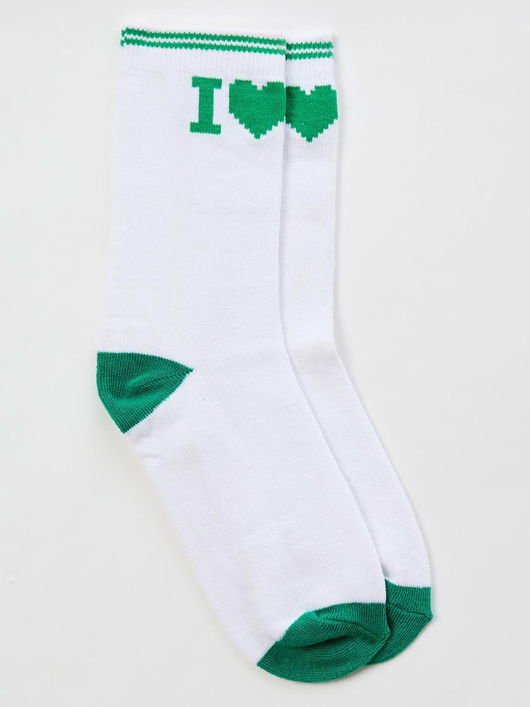 Blue Giraffe Girls White Graphic Socks