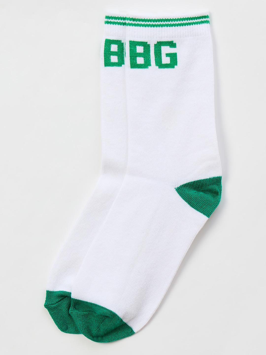 Blue Giraffe Girls White Graphic Socks