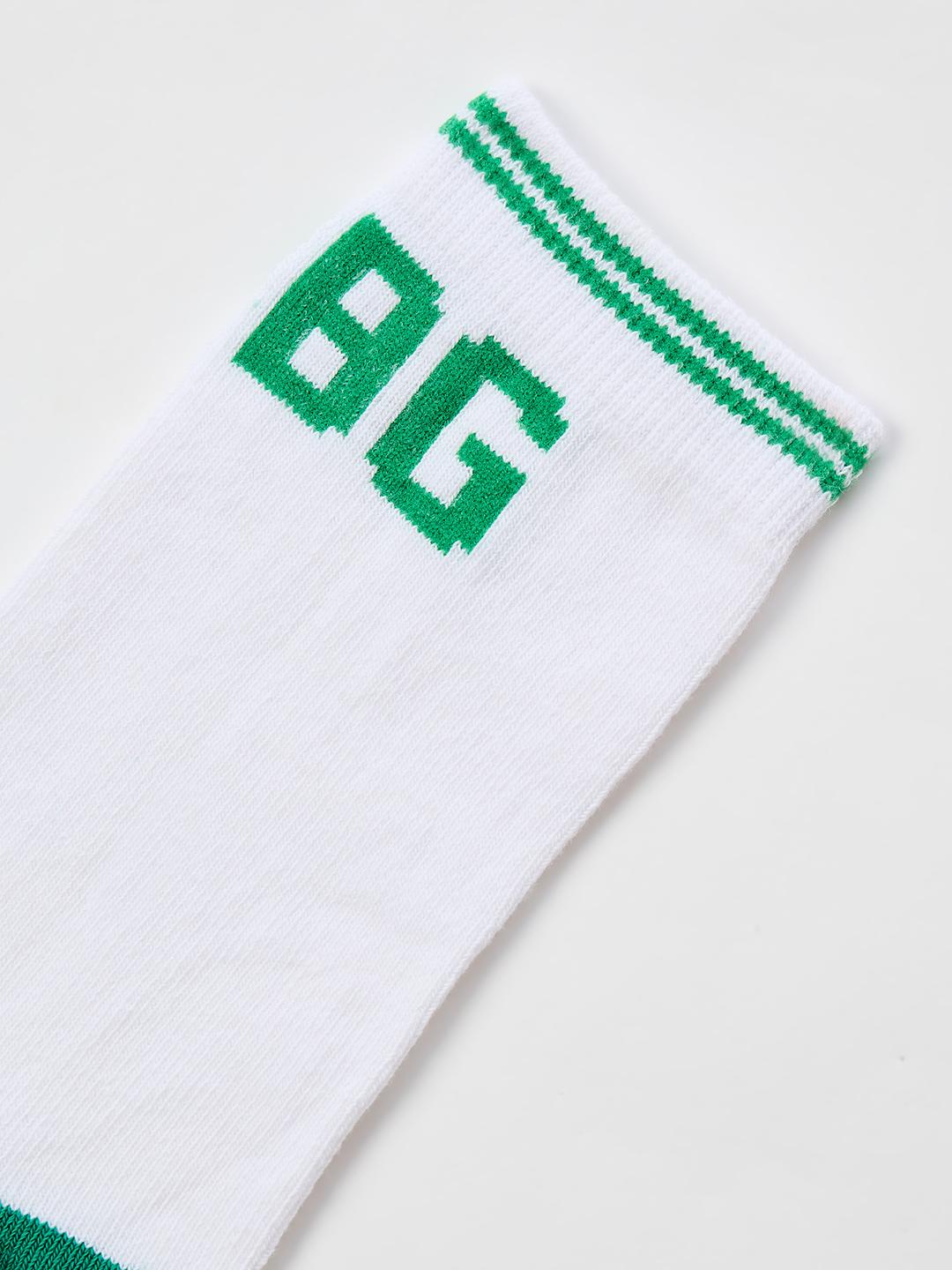 Blue Giraffe Girls White Graphic Socks
