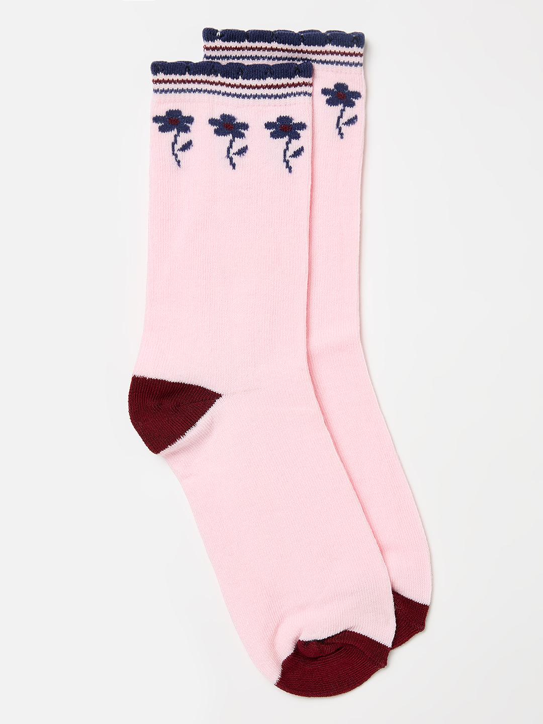 Blue Giraffe Girls Multicolour Floral Socks - Pack of 2