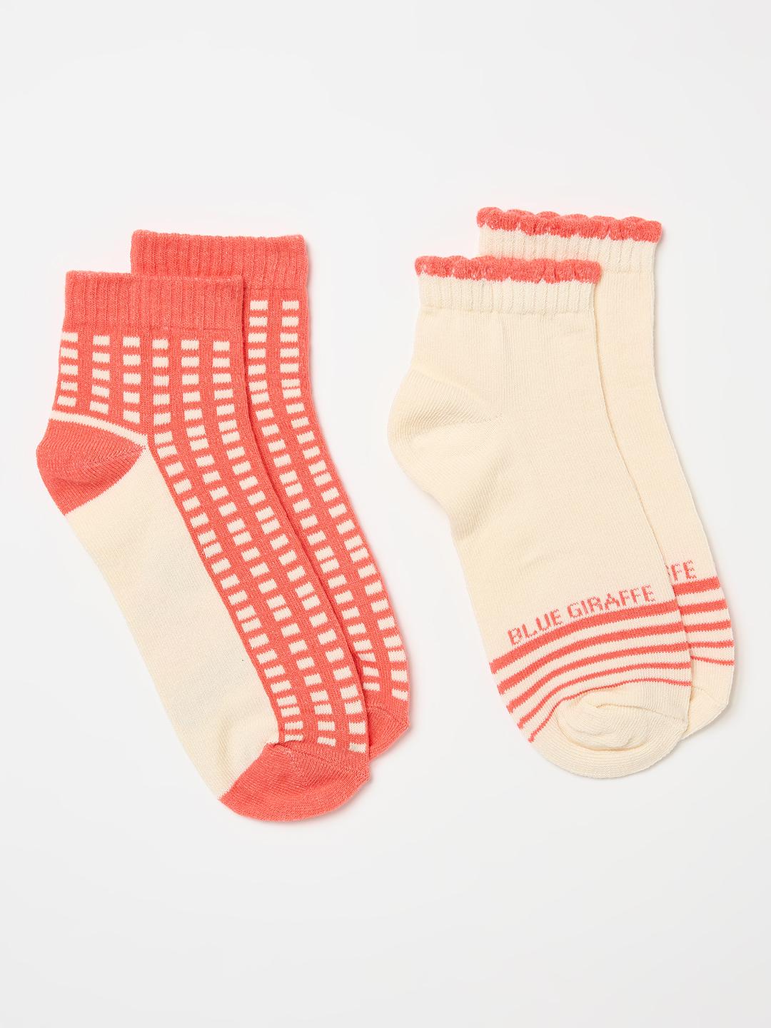 Blue Giraffe Girls Multicolor Graphic Socks - Pack of 2