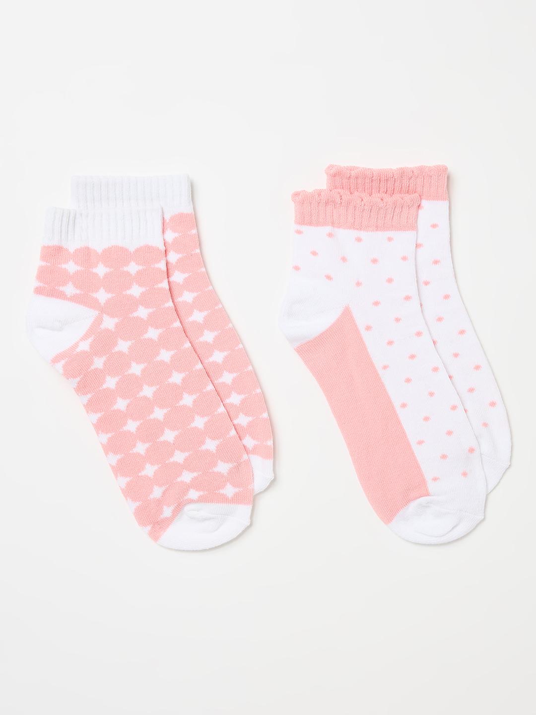 Blue Giraffe Girls Multicolor Woven Design Socks - Pack of 2