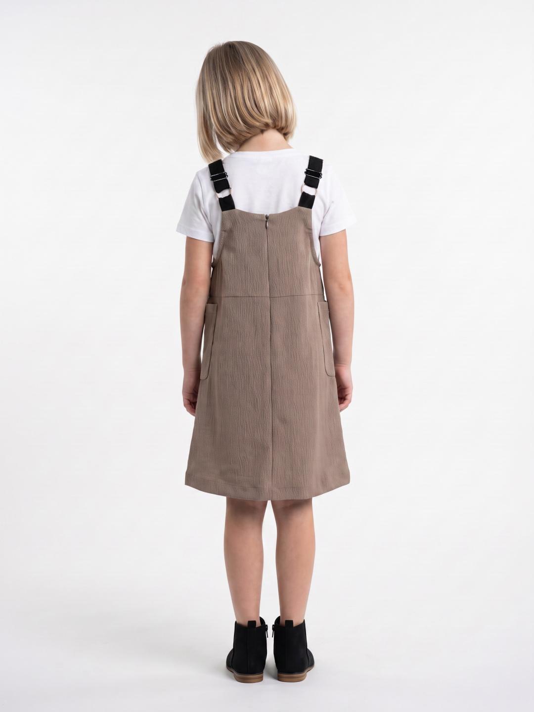 Elle Girls Beige A Line Solid Dress