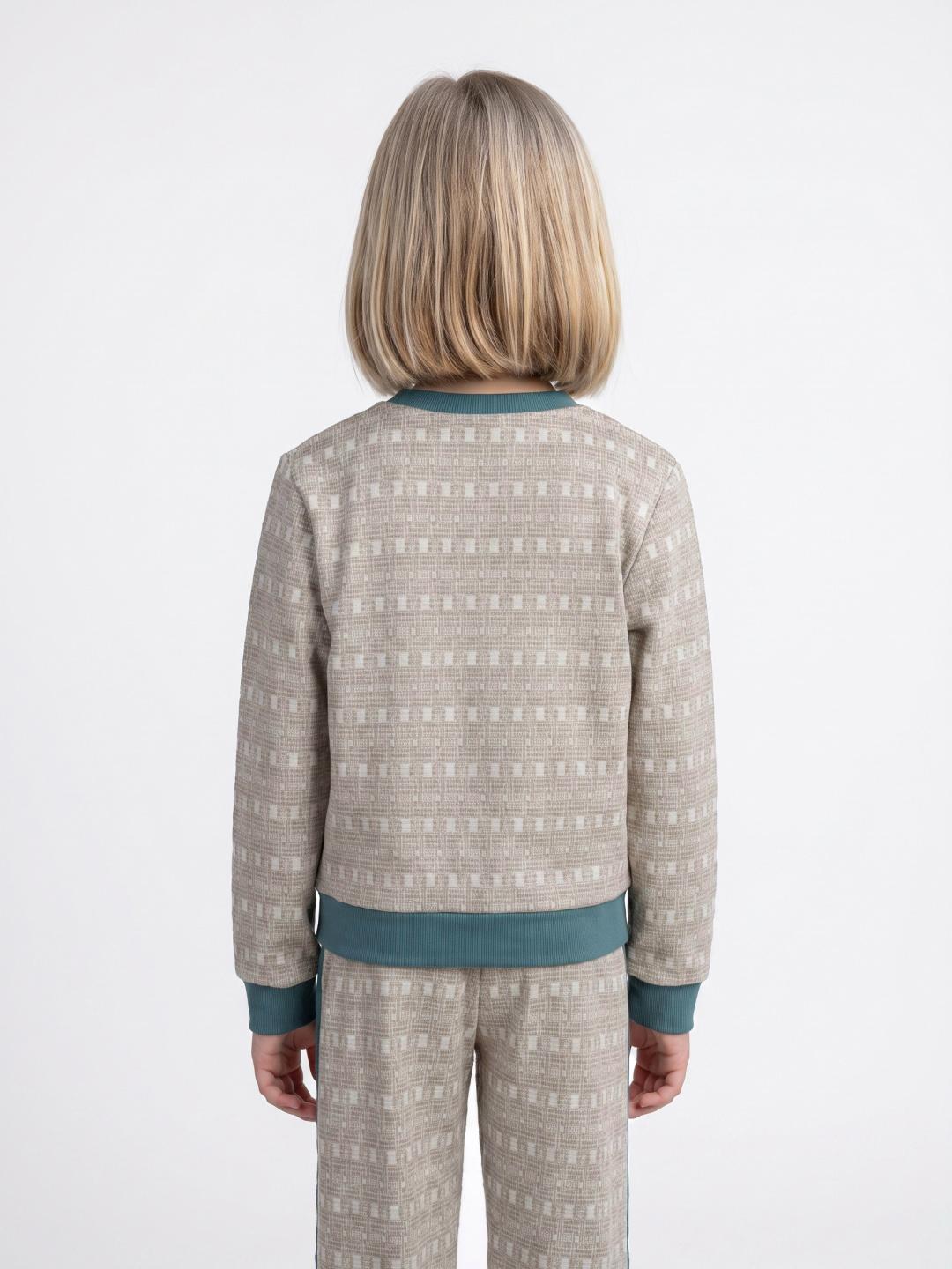 Elle Girls Beige Regular Fit Textured Sweatshirt