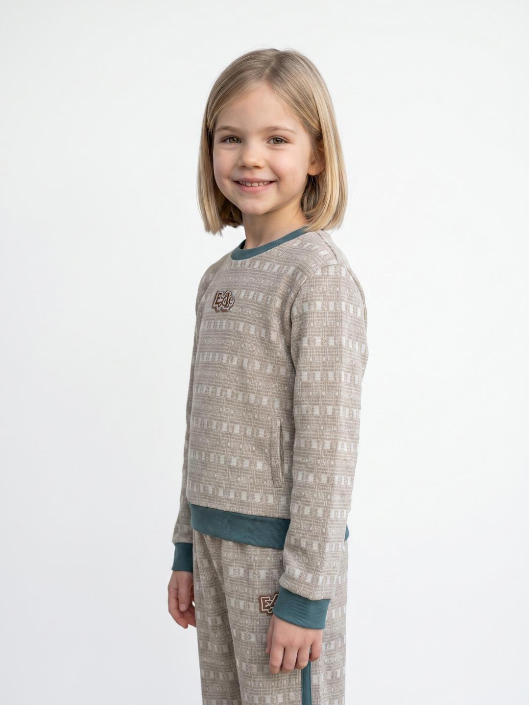 Elle Girls Beige Regular Fit Textured Sweatshirt