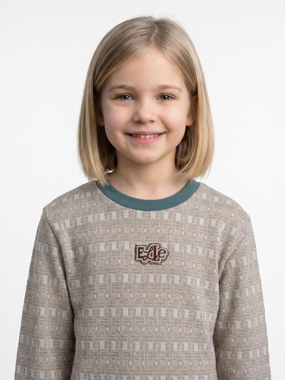 Elle Girls Beige Regular Fit Textured Sweatshirt