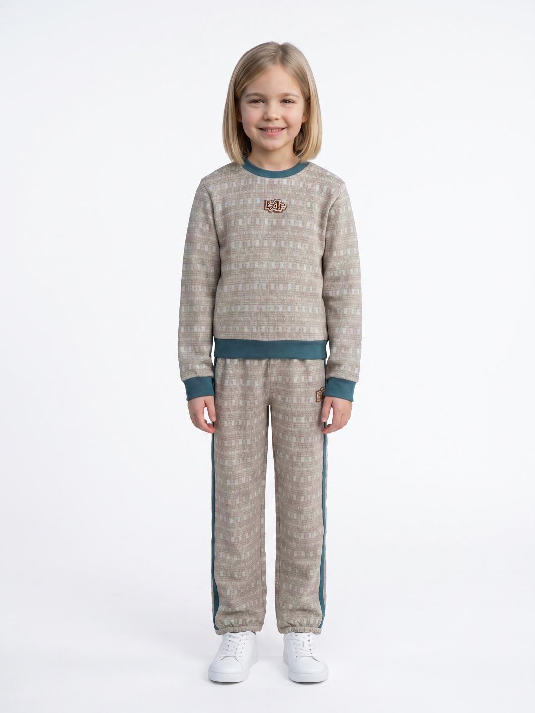 Elle Girls Beige Regular Fit Textured Sweatshirt