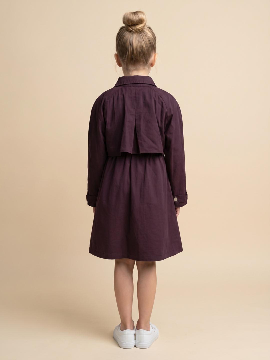 Elle Girls Regular Fit Burgundy Solid Pure Cotton Dress